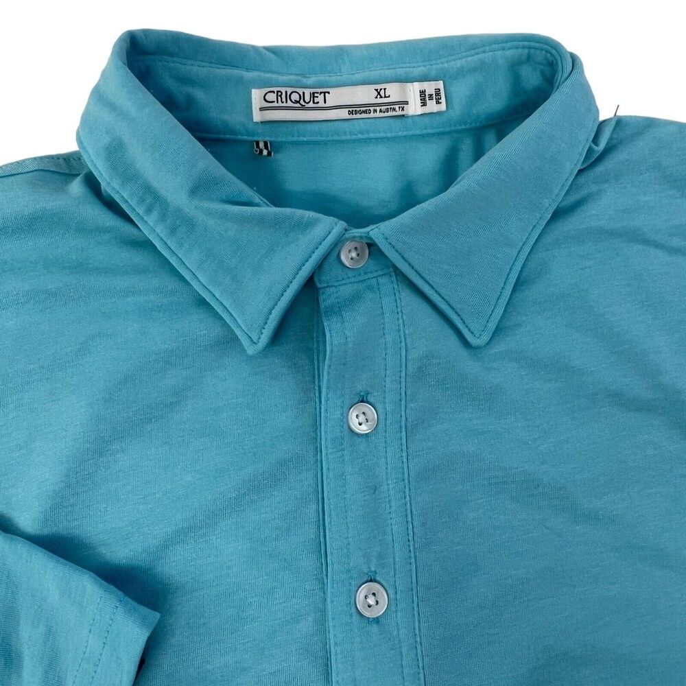 Criquet Players Men's Blue Turquoise Pima Cotton 4 Button Polo‎ Shirt XL